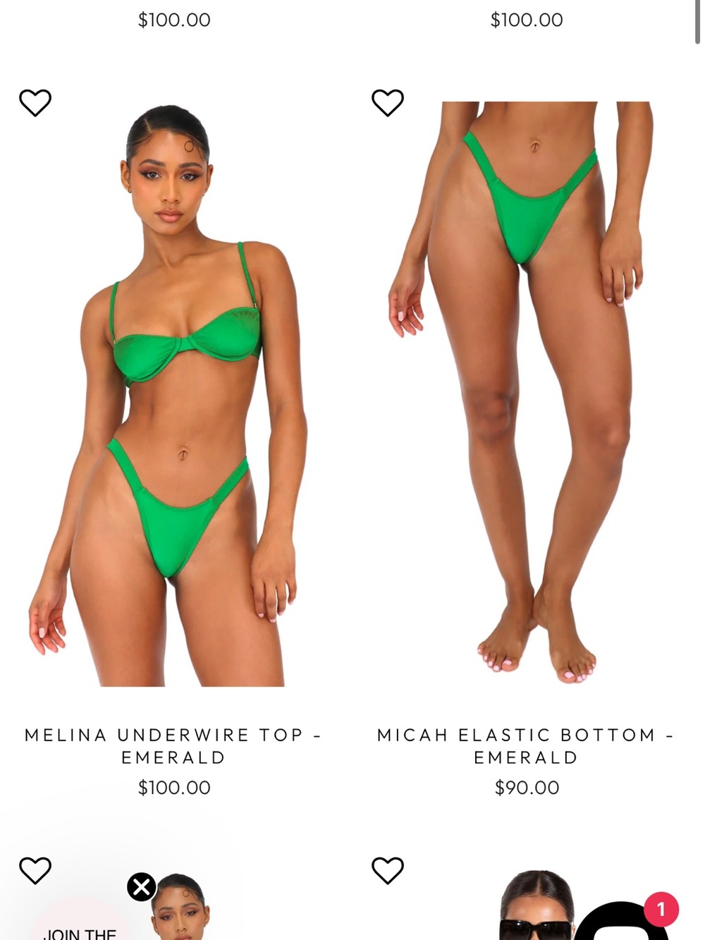 Melina Underwire Top & Micah Elastic Bottom in Emerald Green (NWT)